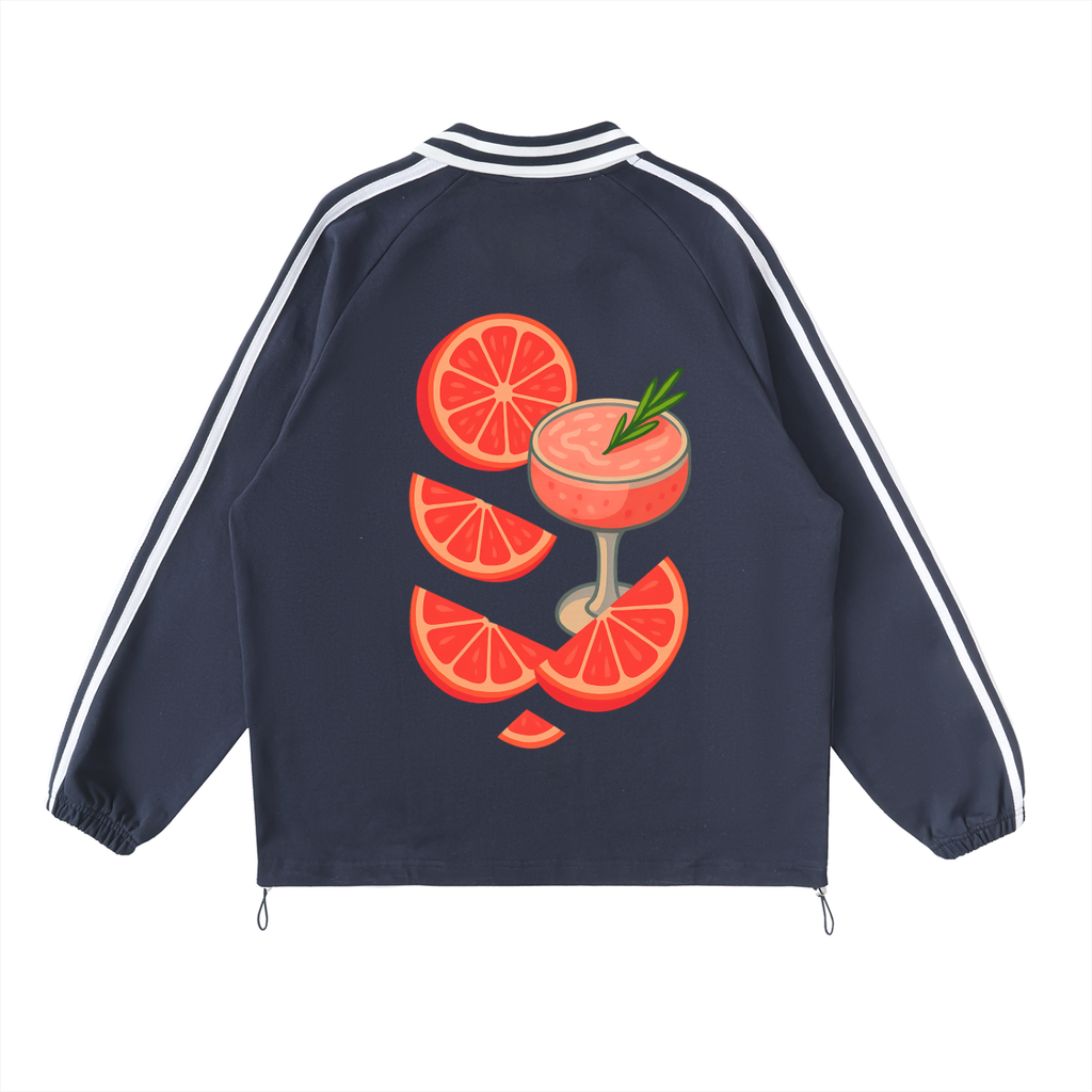 Grocer Toon Striped Lapel Collar Sweatshirt