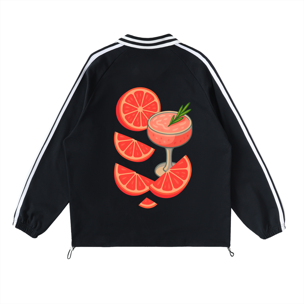 Grocer Toon Striped Lapel Collar Sweatshirt