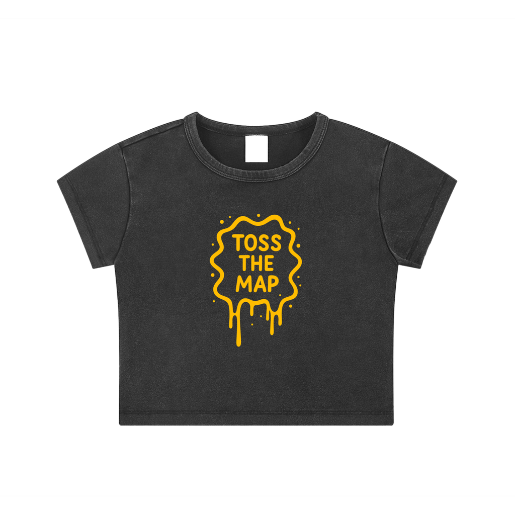 Toss The Map Snow Washed Crop Top