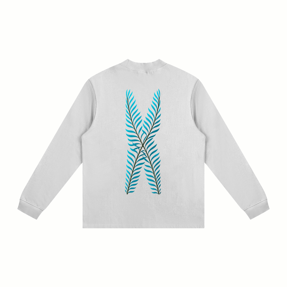 Albany Stained Glass - Blue Leaf Back- Non-Shrink Mock Neck Sweatshirt