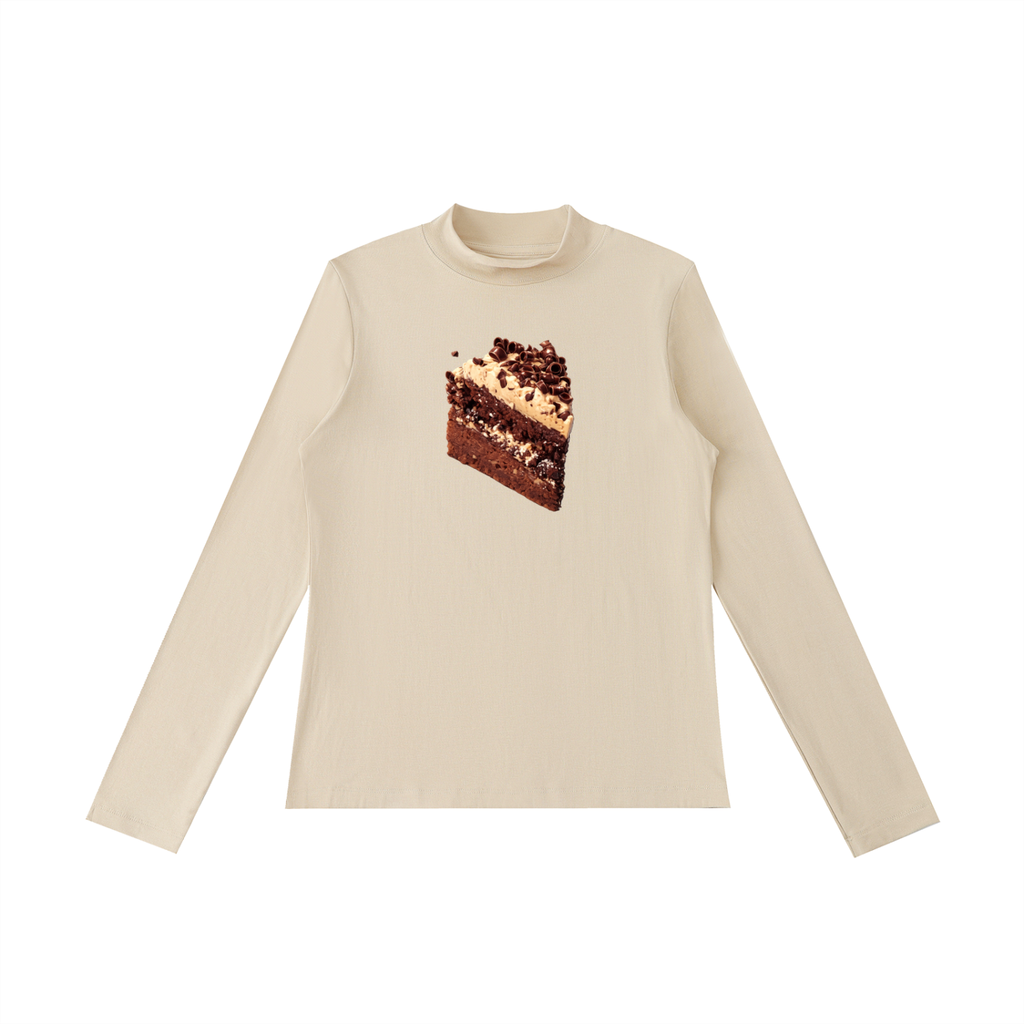 Ani's Mocha Cake Mock Neck Long Sleeve T-Shirt