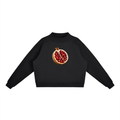 White Pom Essential Fleece Mid-Neck Crew Sweatshirt