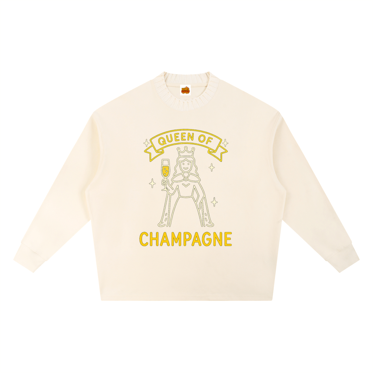 Queen of Champagne Knitted Round Neck Oversize Sweatshirt