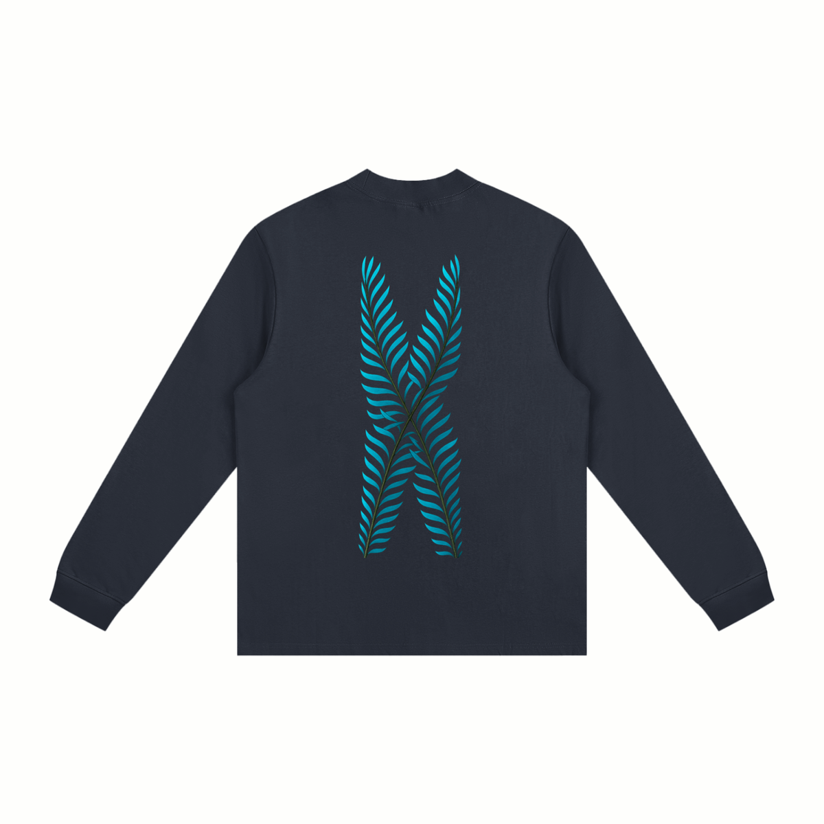 Albany Stained Glass - Blue Leaf Back- Non-Shrink Mock Neck Sweatshirt