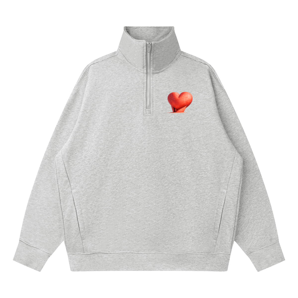 The Egg Heart Quarter-Zip Drop Shoulder Sweatshirt