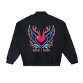 Dove + Deer Pink Neon Heavyweight Fleece Polo Sweatshirt