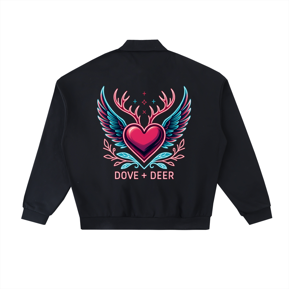 Dove + Deer Pink Neon Heavyweight Fleece Polo Sweatshirt