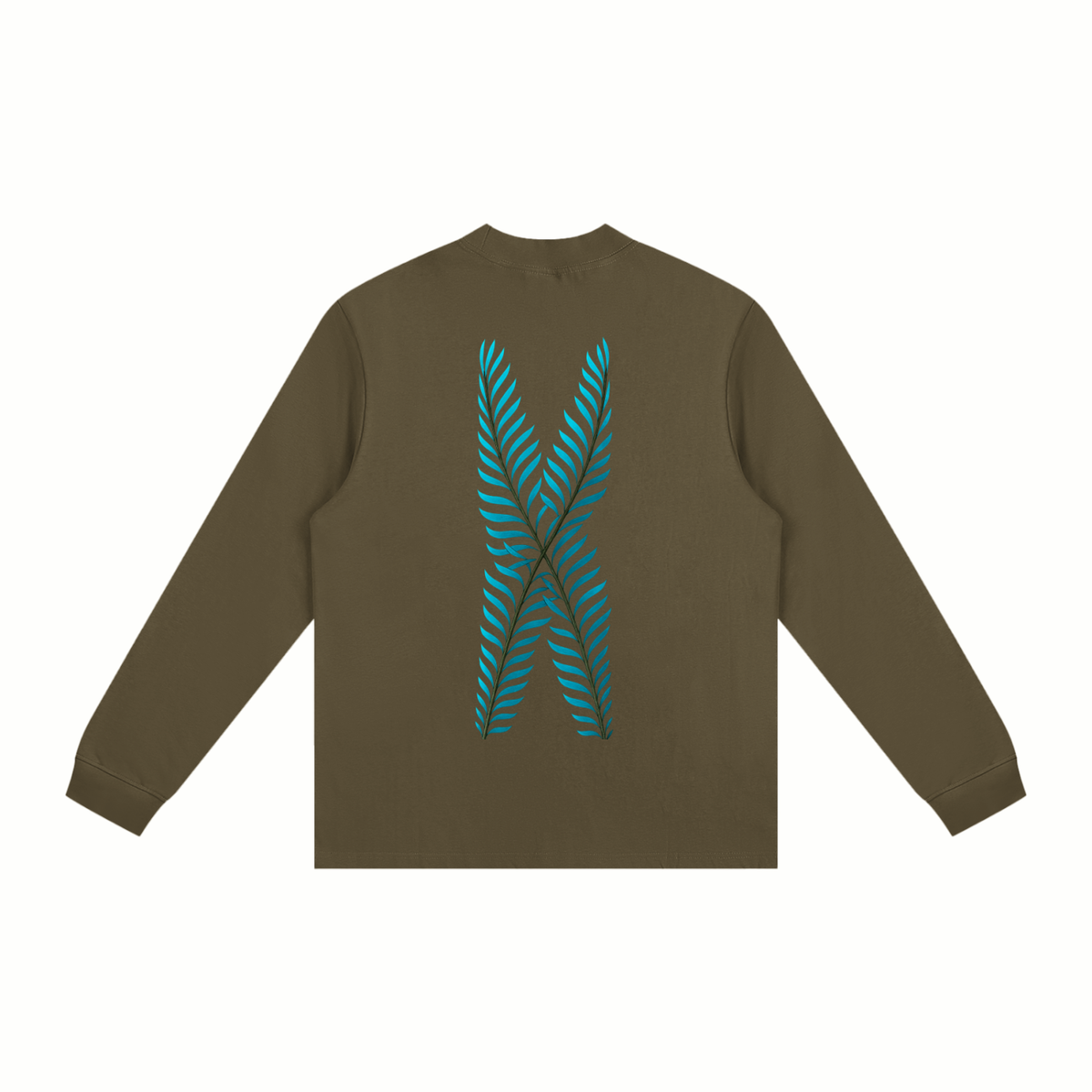 Albany Stained Glass - Blue Leaf Back- Non-Shrink Mock Neck Sweatshirt