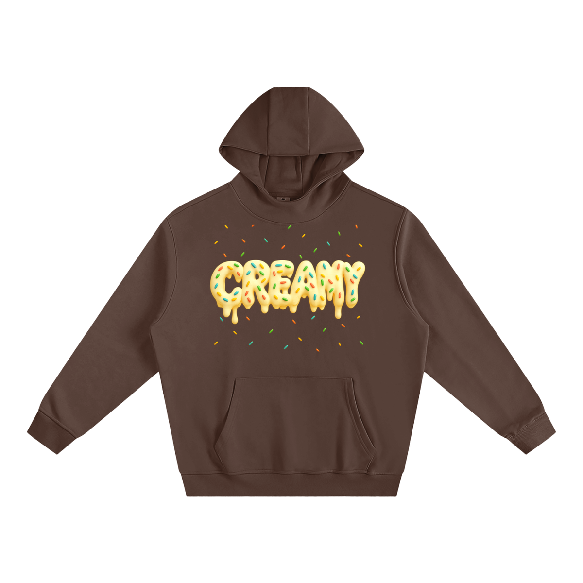 Creamy Albany Fleeced High Neck Hoodie