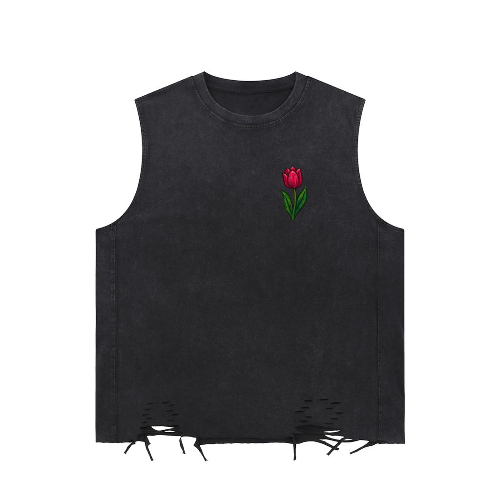 Tulip Grocer Snow Washed Raw-Hem Tank Top