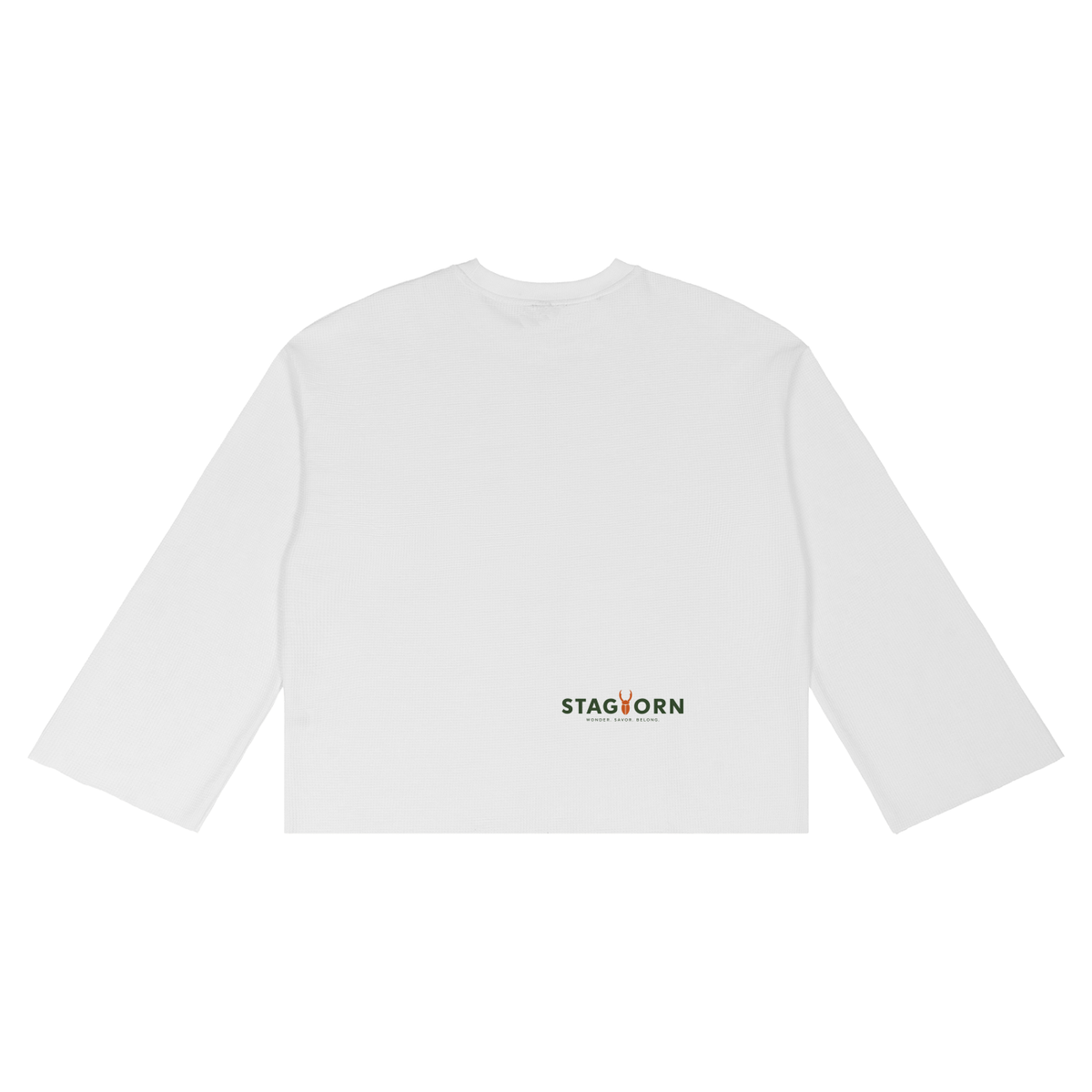 Staghorm Large Logo Unisex Waffle Raw Edge T-Shirt