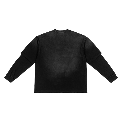APSTA Street Neon Sunfade Hand-Frayed Faux Two-Piece T-Shirt