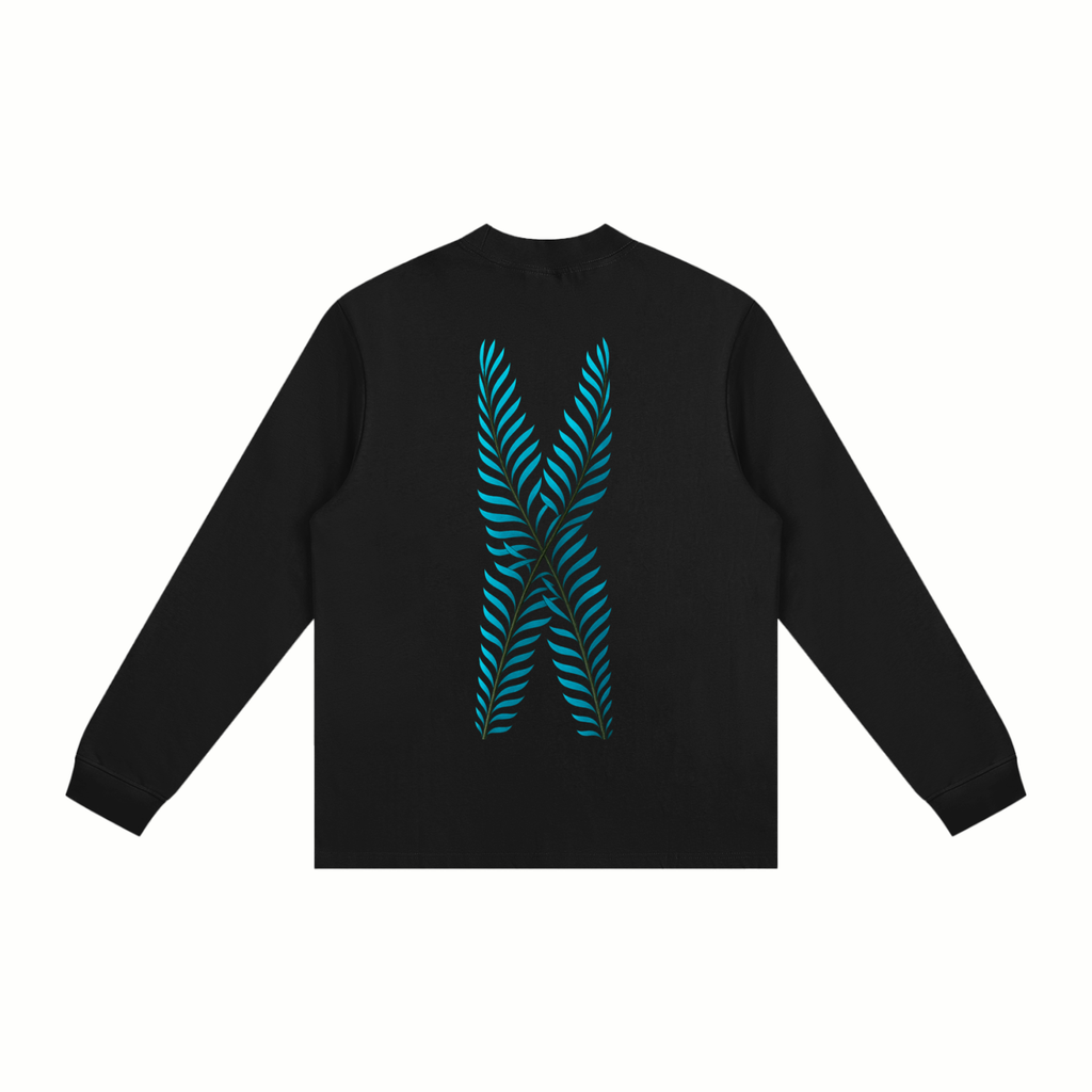 Albany Stained Glass - Blue Leaf Back- Non-Shrink Mock Neck Sweatshirt