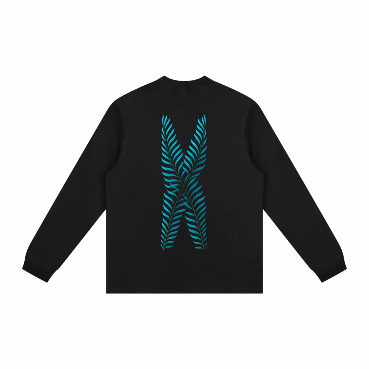 Albany Stained Glass - Blue Leaf Back- Non-Shrink Mock Neck Sweatshirt