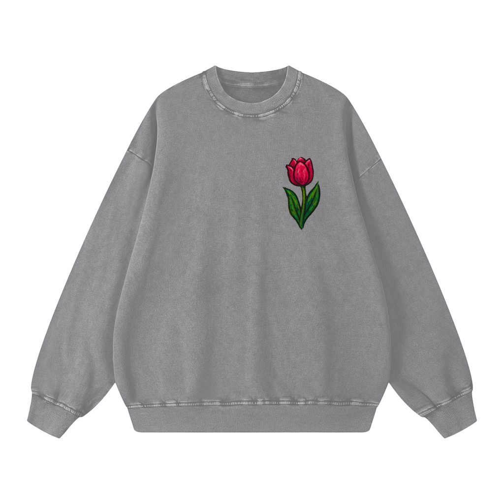 Tulip Front/ Burger Back Snow Washed Oversized Sweatshirt