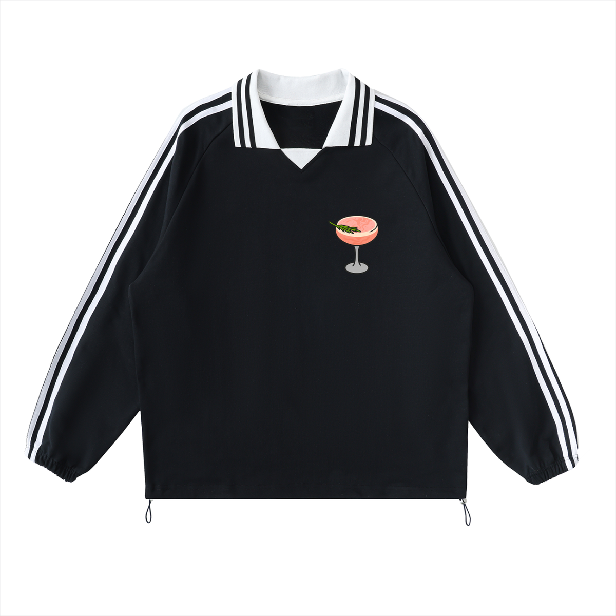 Grocer Toon Striped Lapel Collar Sweatshirt
