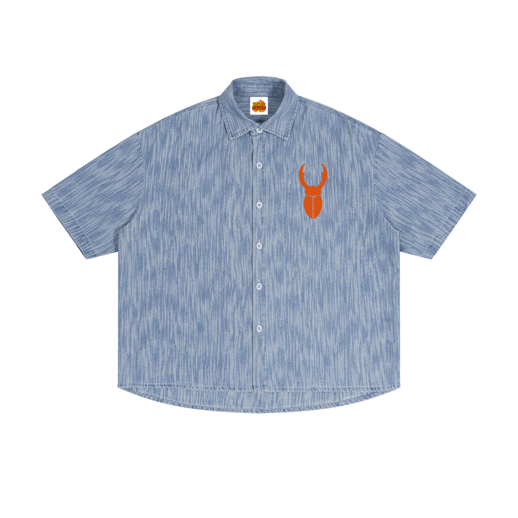Staghorn Logo Unisex Boxy Vintage Wash Denim Shirt