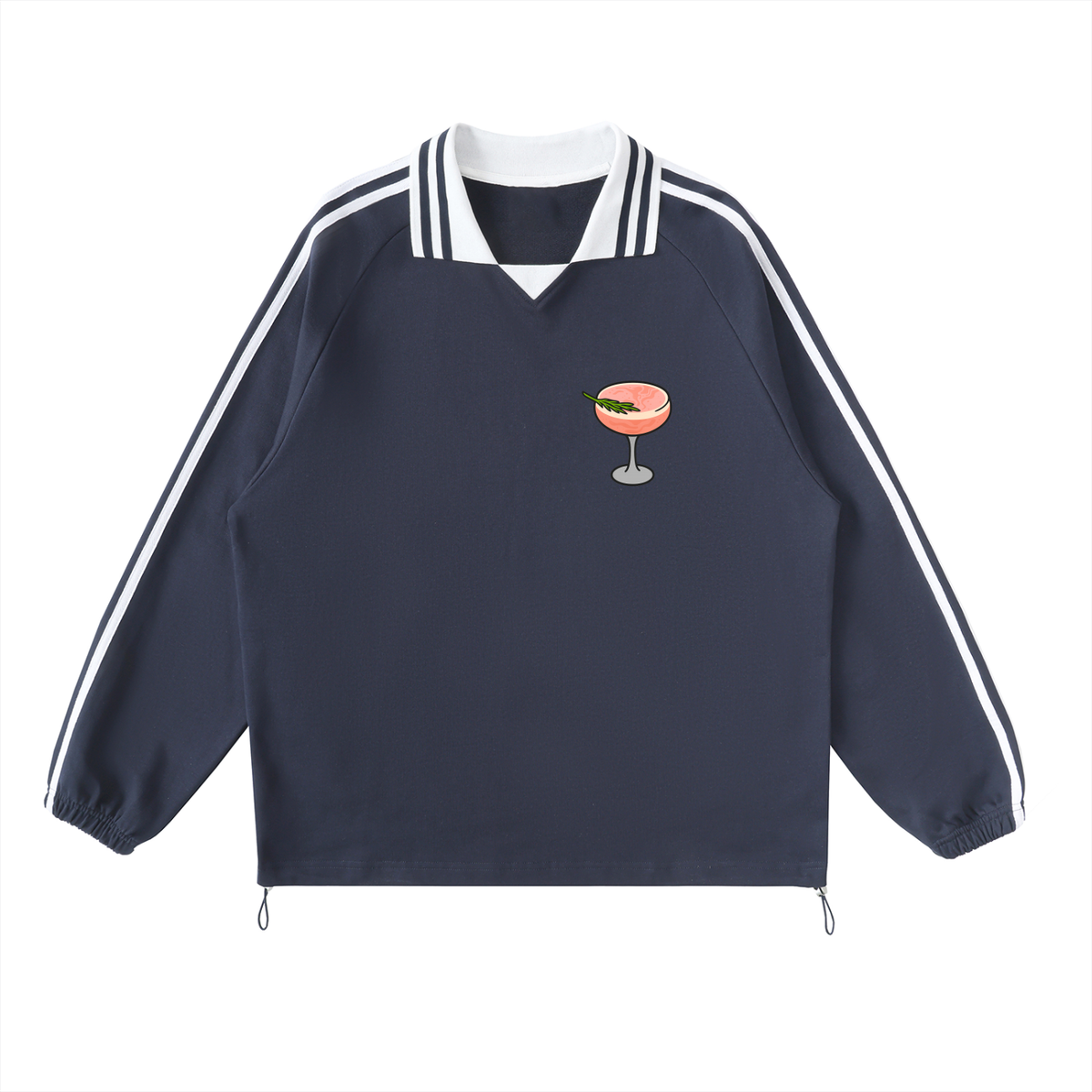 Grocer Toon Striped Lapel Collar Sweatshirt