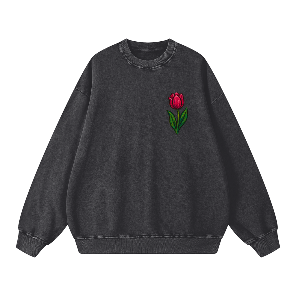 Tulip Front/ Burger Back Snow Washed Oversized Sweatshirt