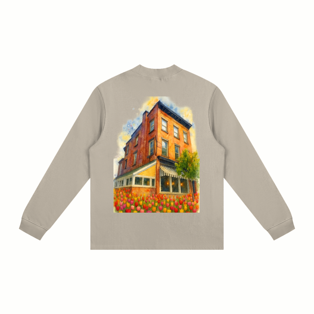 Tulip Front/ 293 State WaterColor Back Essential Non-Shrink Mock Neck Sweatshirt
