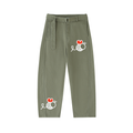 Bumbles Heart Wing Twisted-Seam Belted Curved-Blade Pants