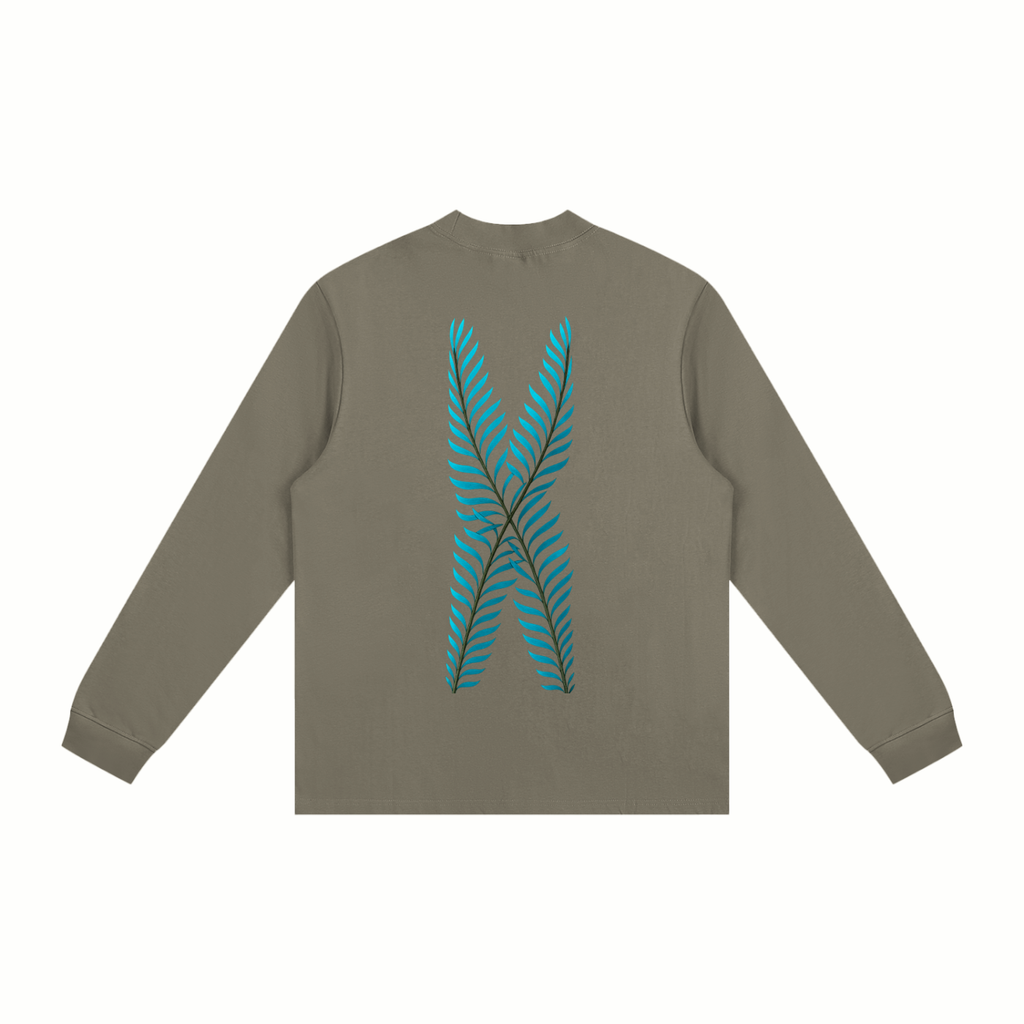 Albany Stained Glass - Blue Leaf Back- Non-Shrink Mock Neck Sweatshirt