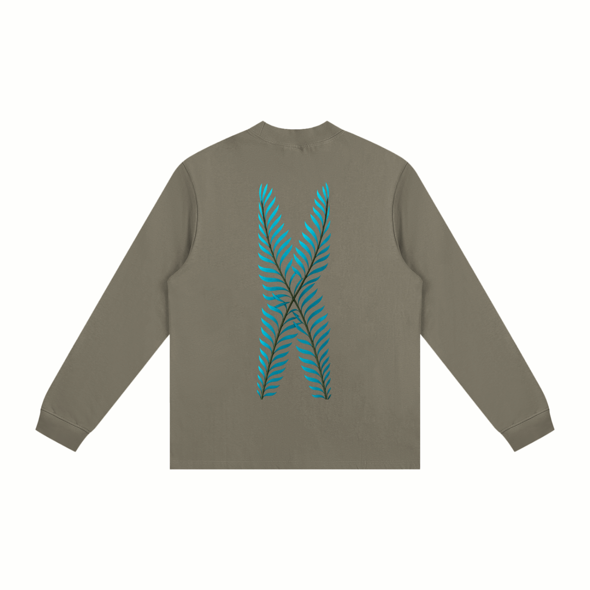 Albany Stained Glass - Blue Leaf Back- Non-Shrink Mock Neck Sweatshirt
