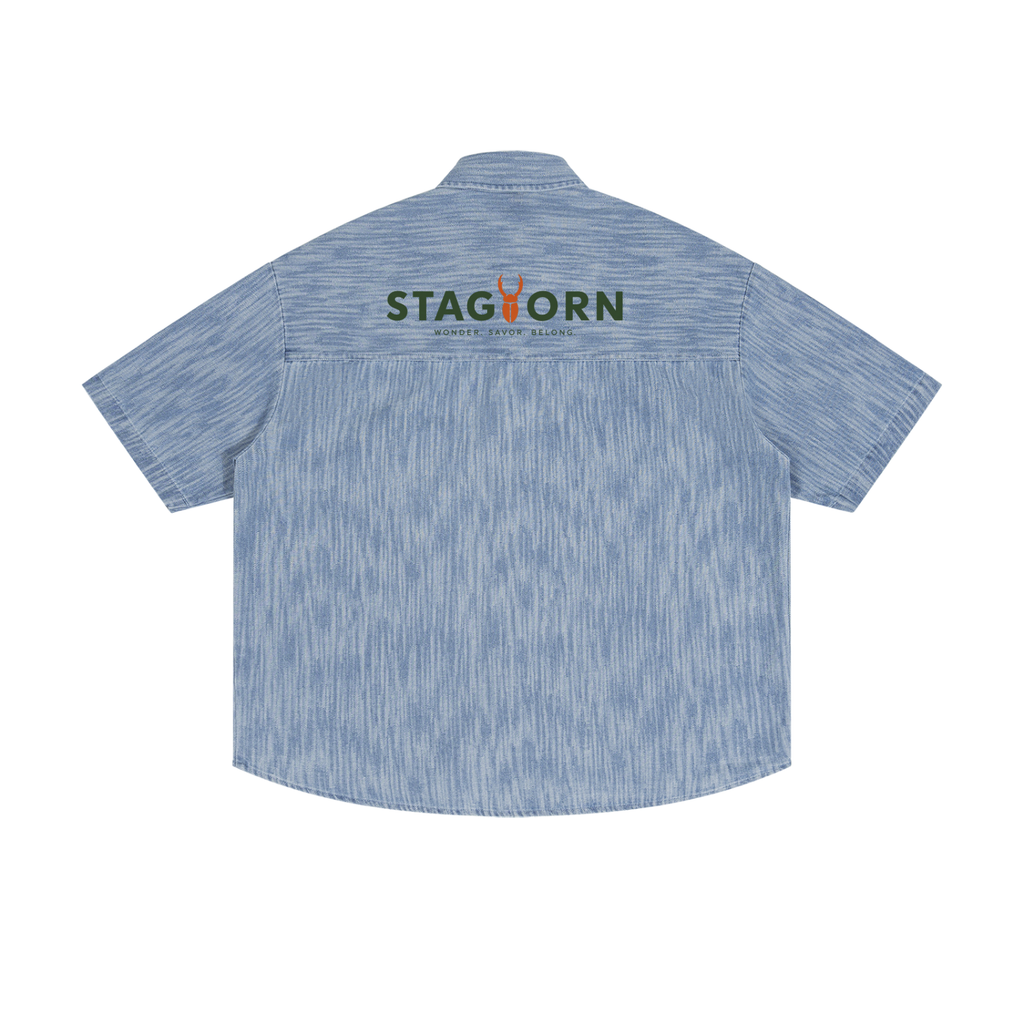 Staghorn Logo Unisex Boxy Vintage Wash Denim Shirt