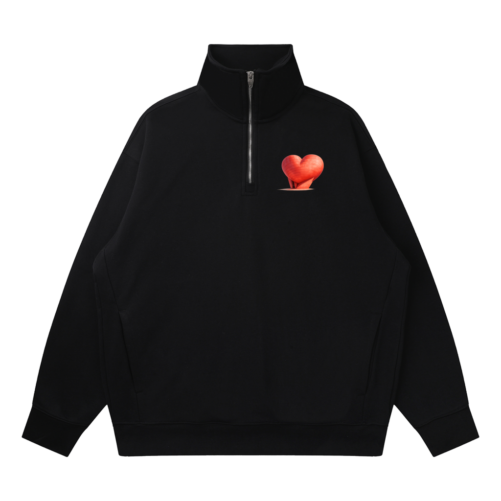 The Egg Heart Quarter-Zip Drop Shoulder Sweatshirt