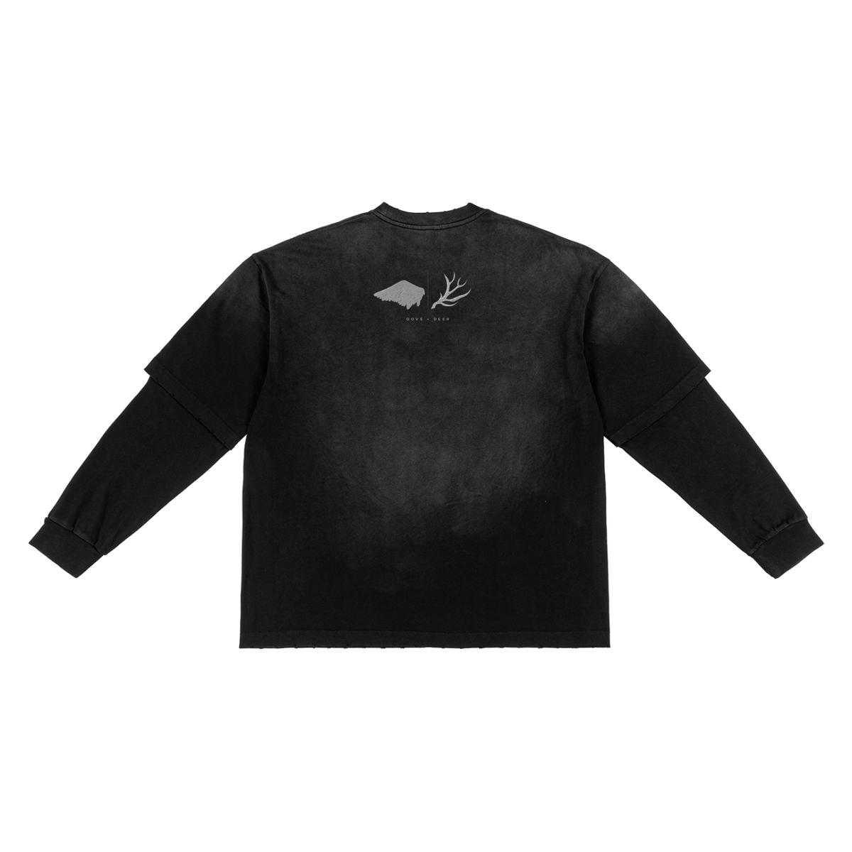 D+D Espressotini Sunfade Hand-Frayed Faux Two-Piece T-Shirt