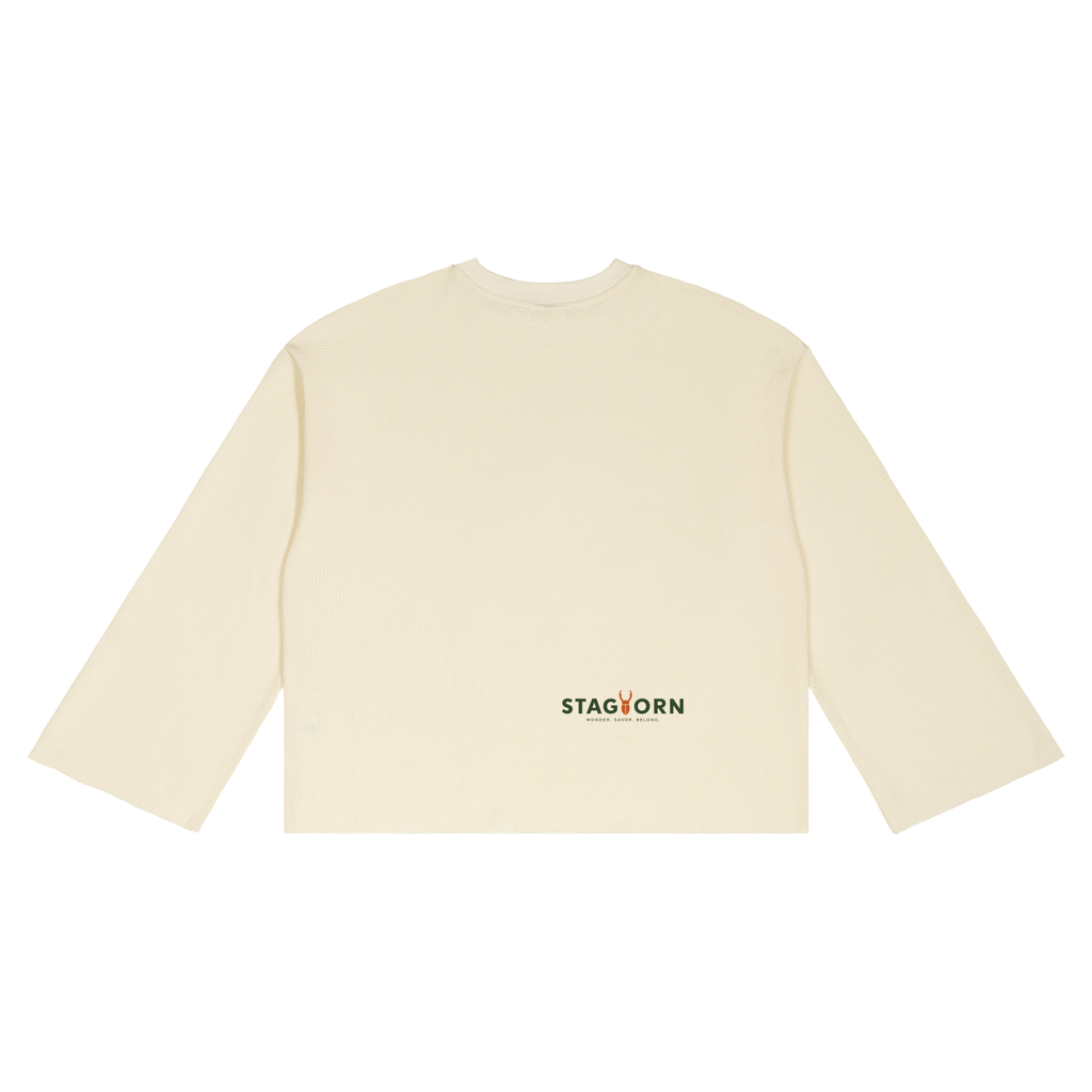 Staghorm Large Logo Unisex Waffle Raw Edge T-Shirt