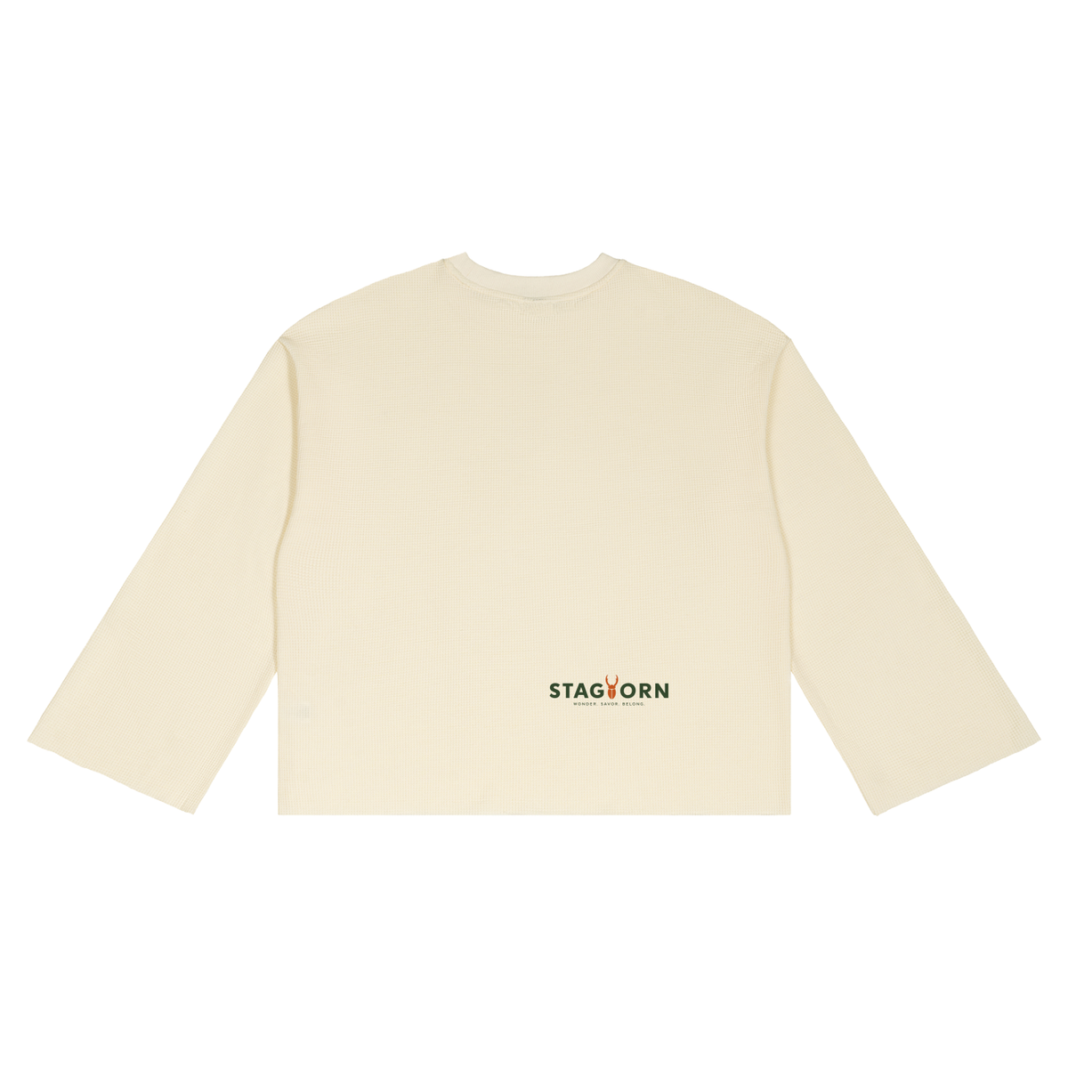 Staghorm Large Logo Unisex Waffle Raw Edge T-Shirt