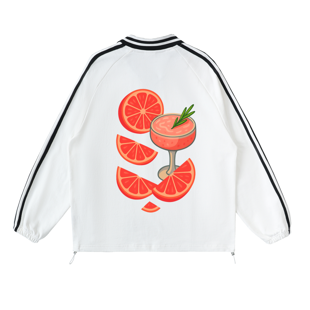 Grocer Toon Striped Lapel Collar Sweatshirt