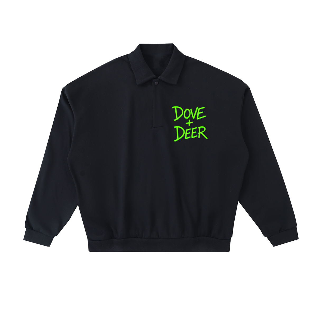 Dove + Deer Neon Heavyweight Fleece Polo Sweatshirt