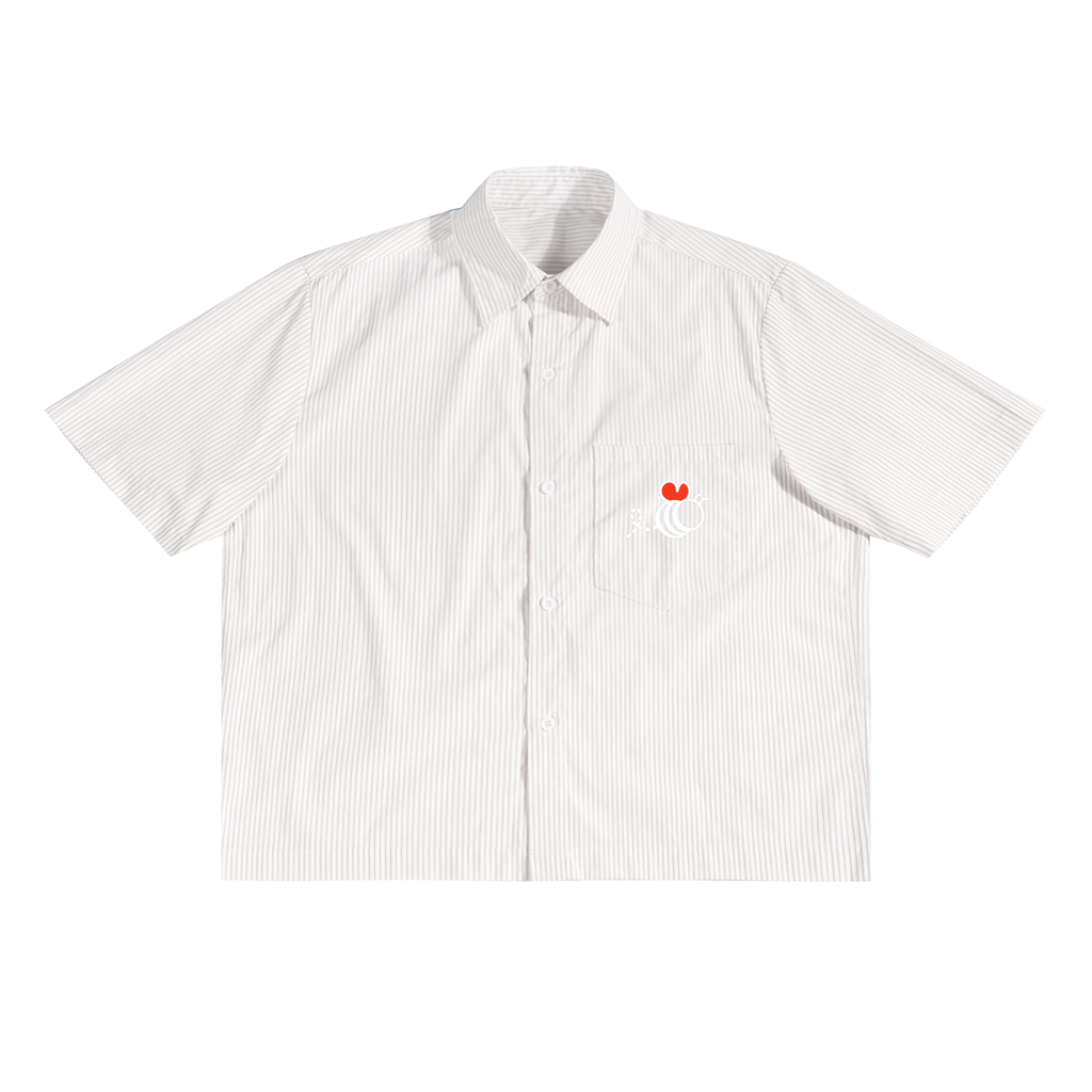 Bumbles Heart and Logo Oversized Vertical Stripe Boxy Shirt