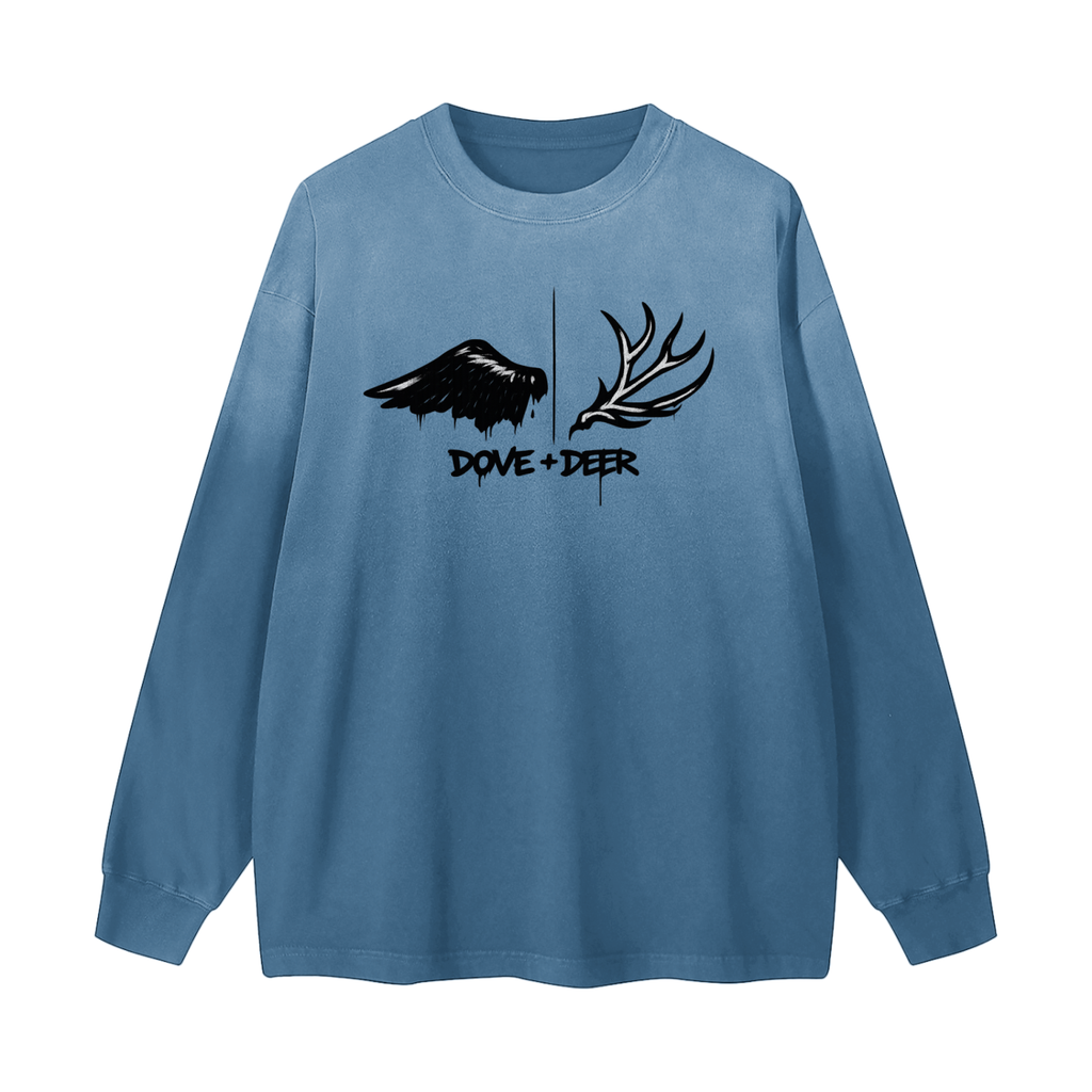 Dove + Deer Graf Gradient Washed Long Sleeve T-Shirt