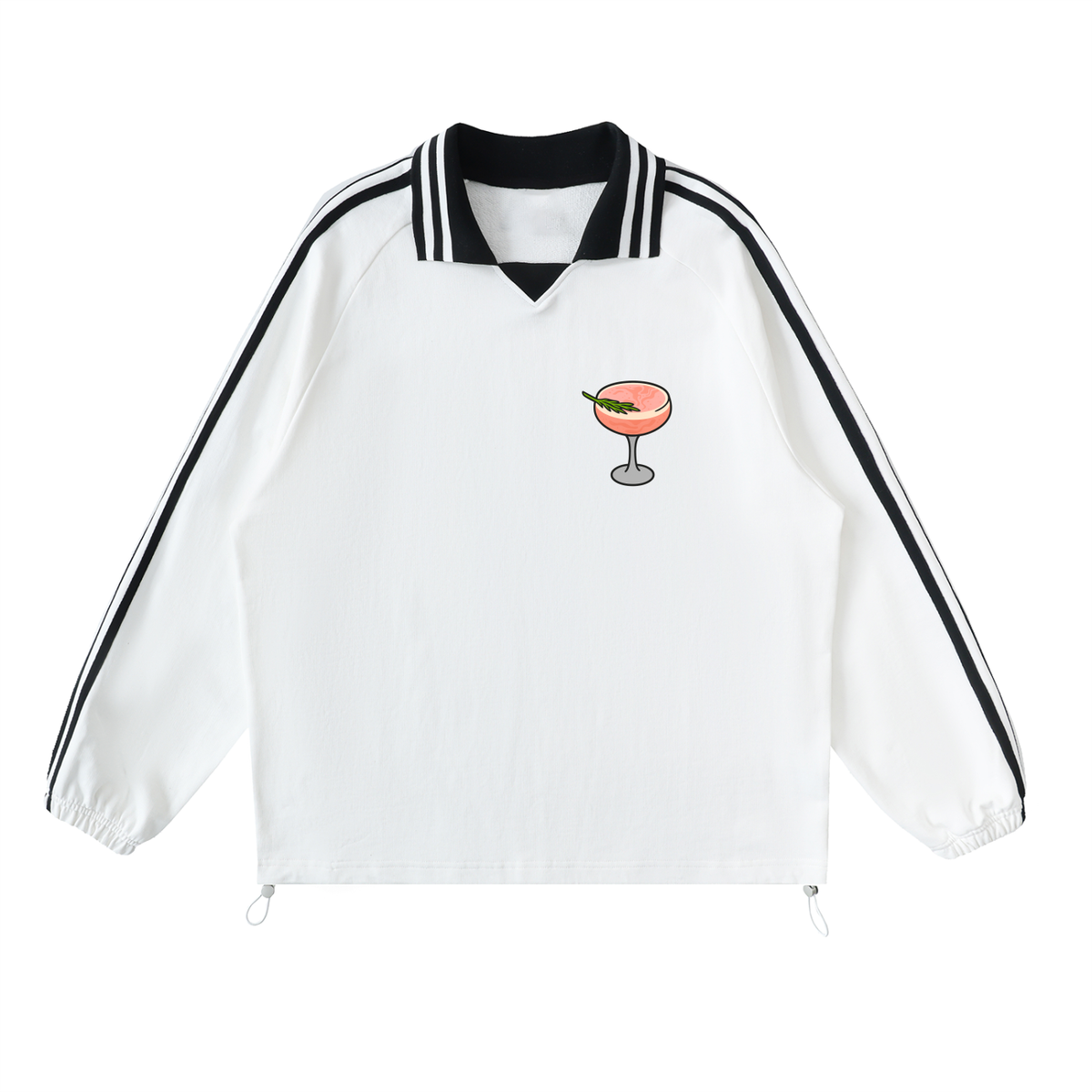Grocer Toon Striped Lapel Collar Sweatshirt