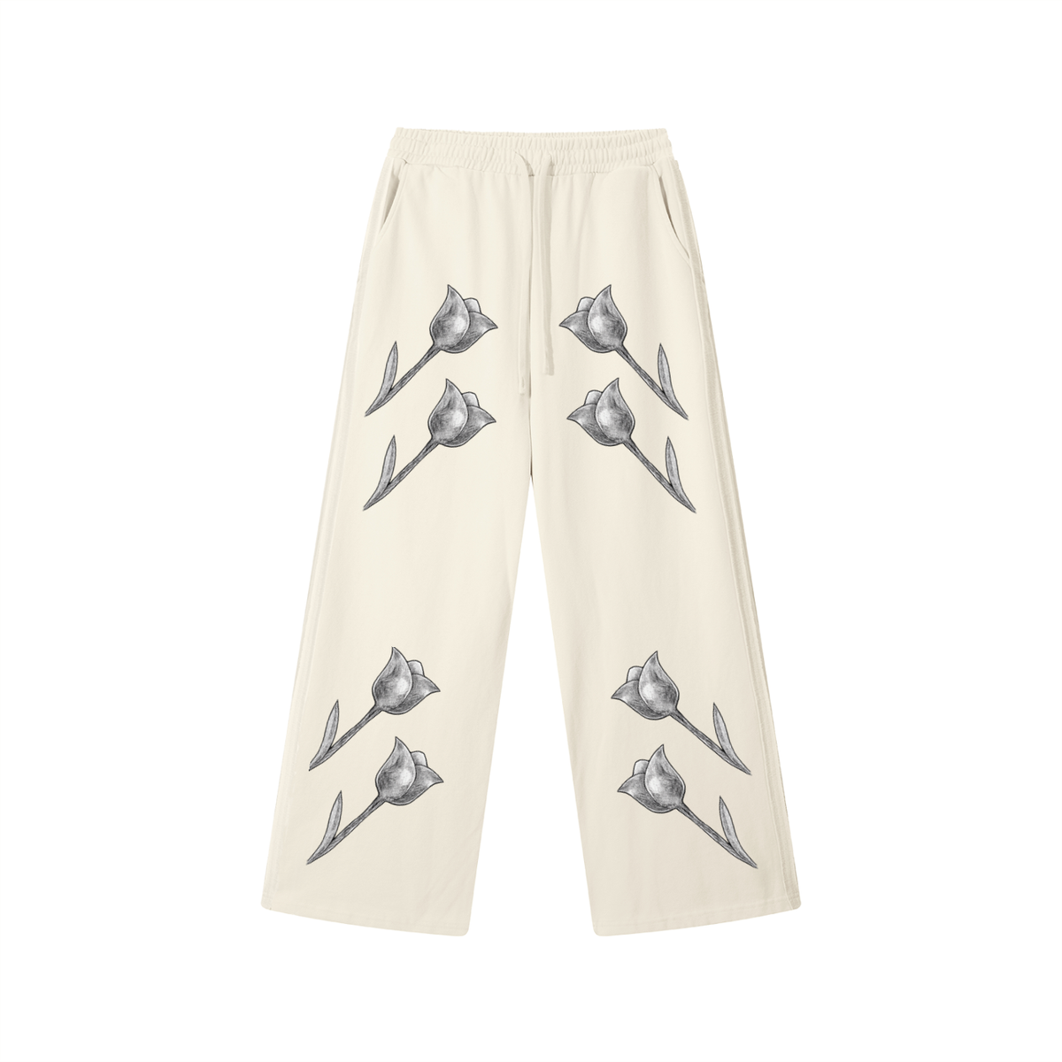 Grey Tulip Contrast Tape Straight-Leg Sweatpants