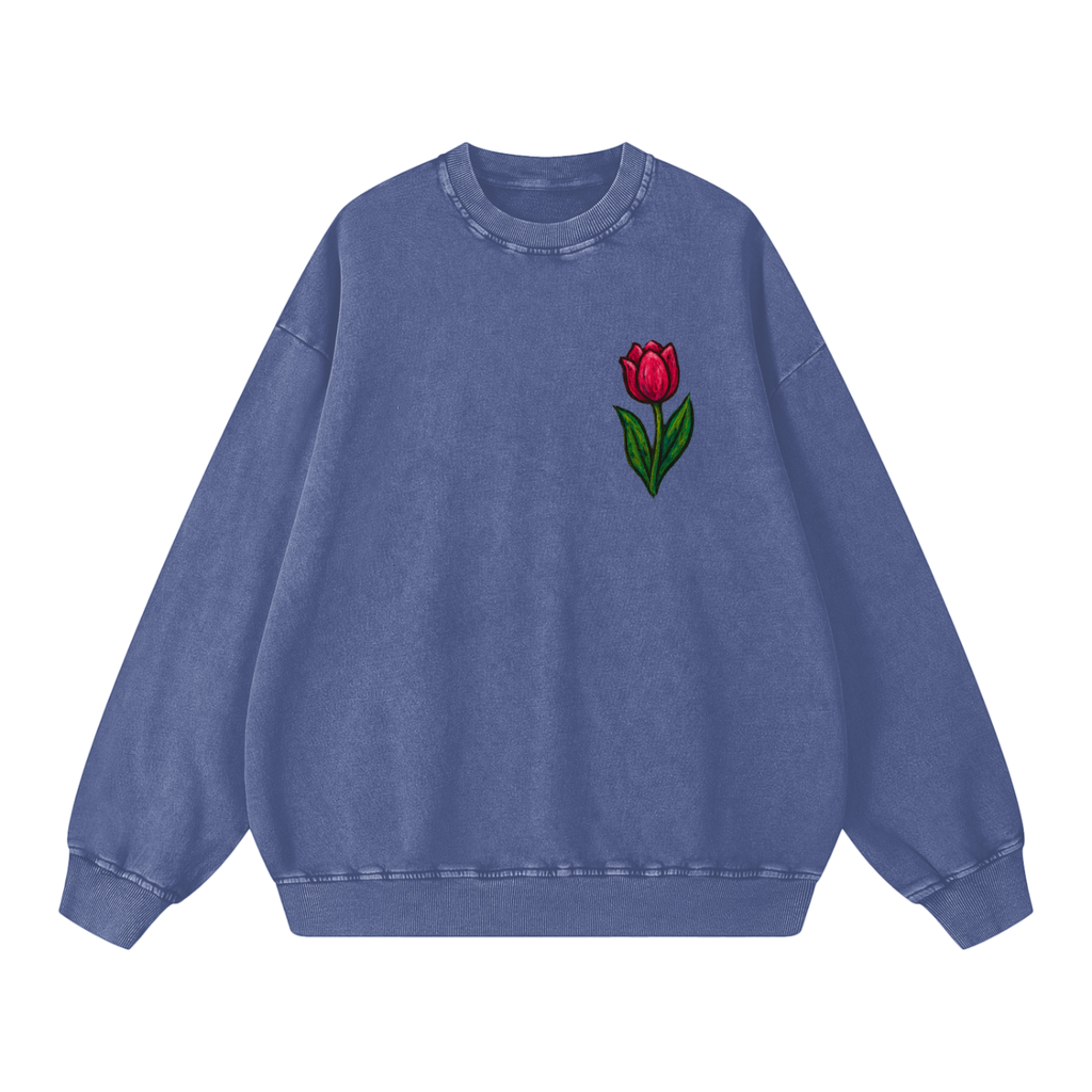 Tulip Front/ Burger Back Snow Washed Oversized Sweatshirt