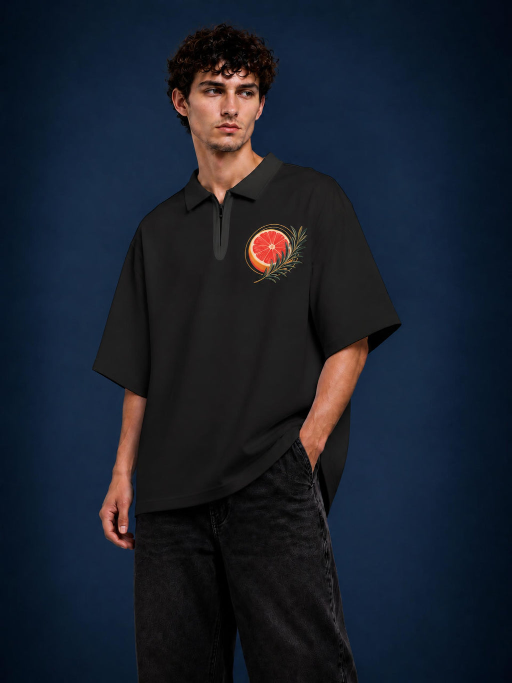 The Grocer Ingredients Unisex Color Block Quarter-Zip Polo Shirt