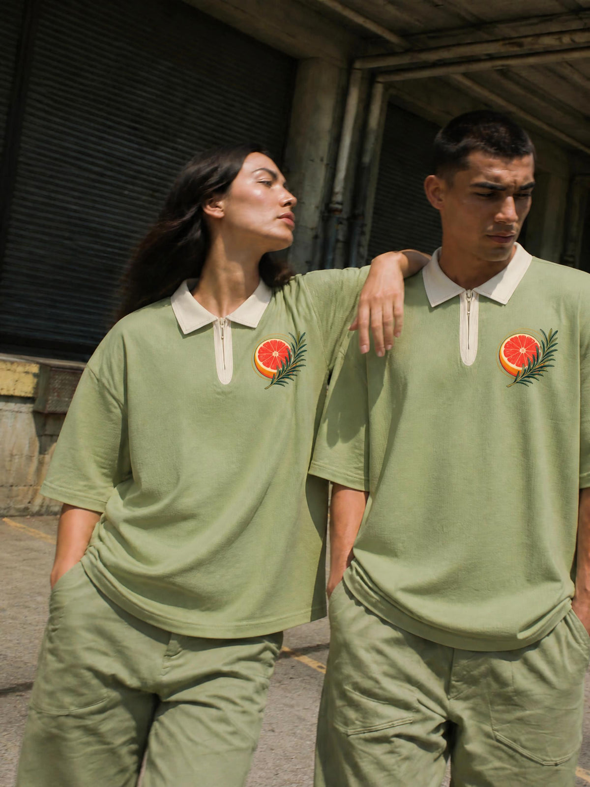 The Grocer Ingredients Unisex Color Block Quarter-Zip Polo Shirt