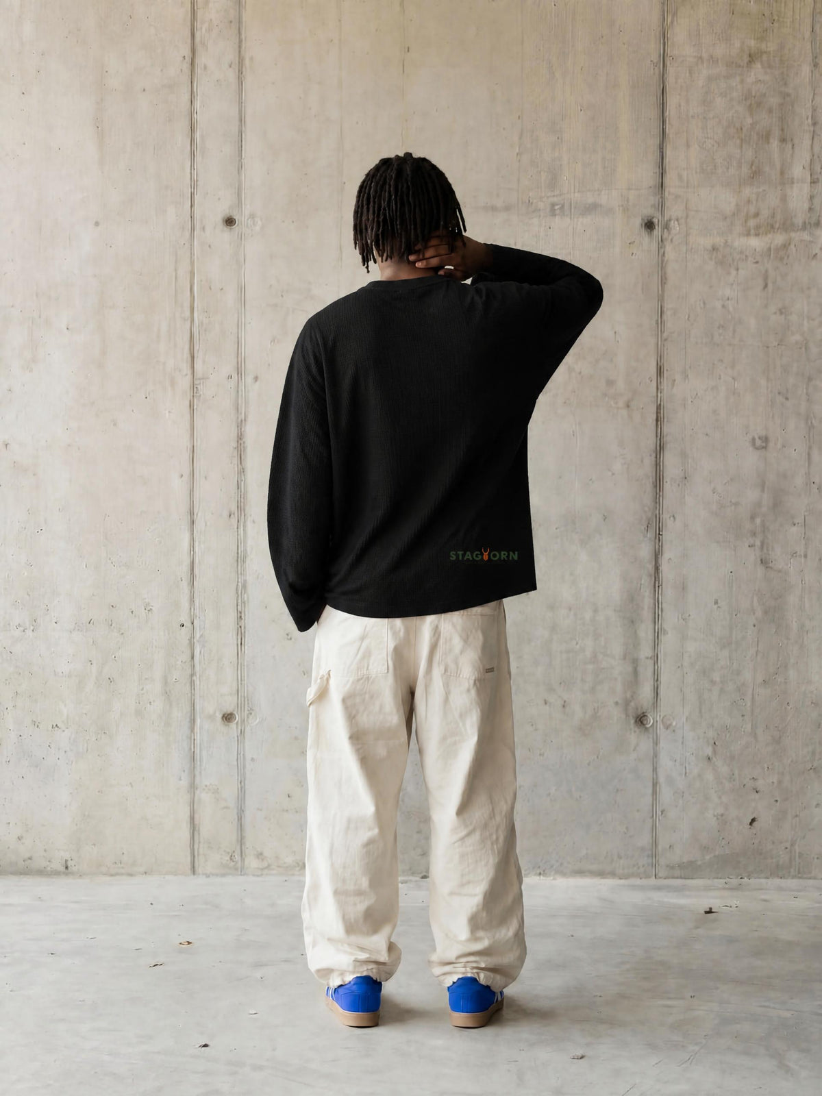Staghorm Large Logo Unisex Waffle Raw Edge T-Shirt