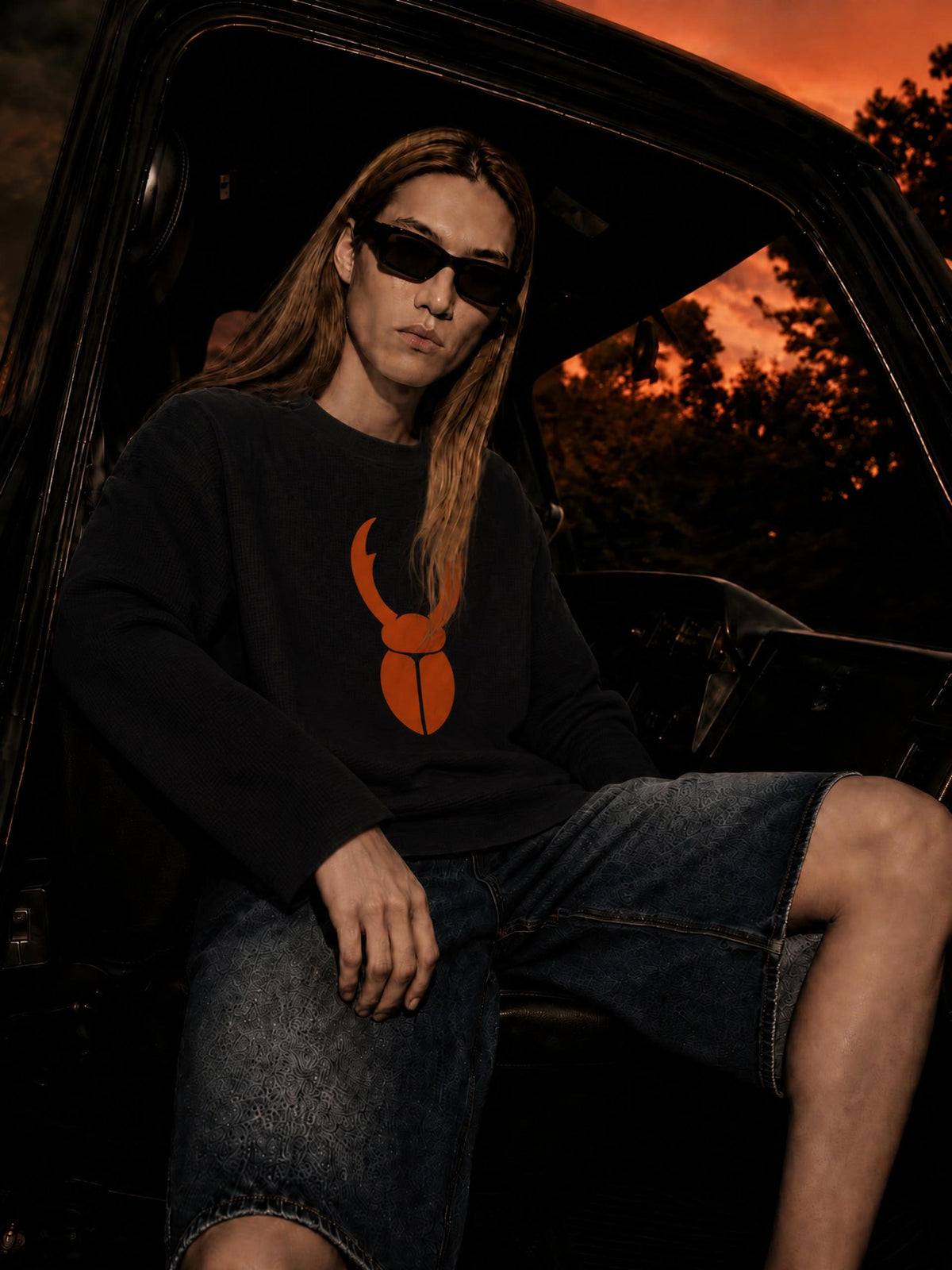 Staghorm Large Logo Unisex Waffle Raw Edge T-Shirt