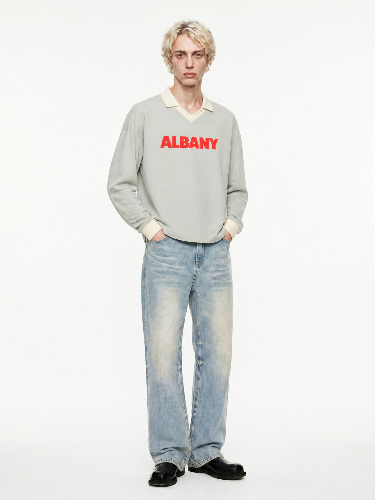 Albany Red Title DD Unisex Color Block Long Sleeve Sweatshirt