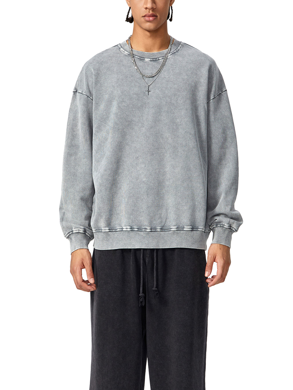 Tulip Front/ Burger Back Snow Washed Oversized Sweatshirt