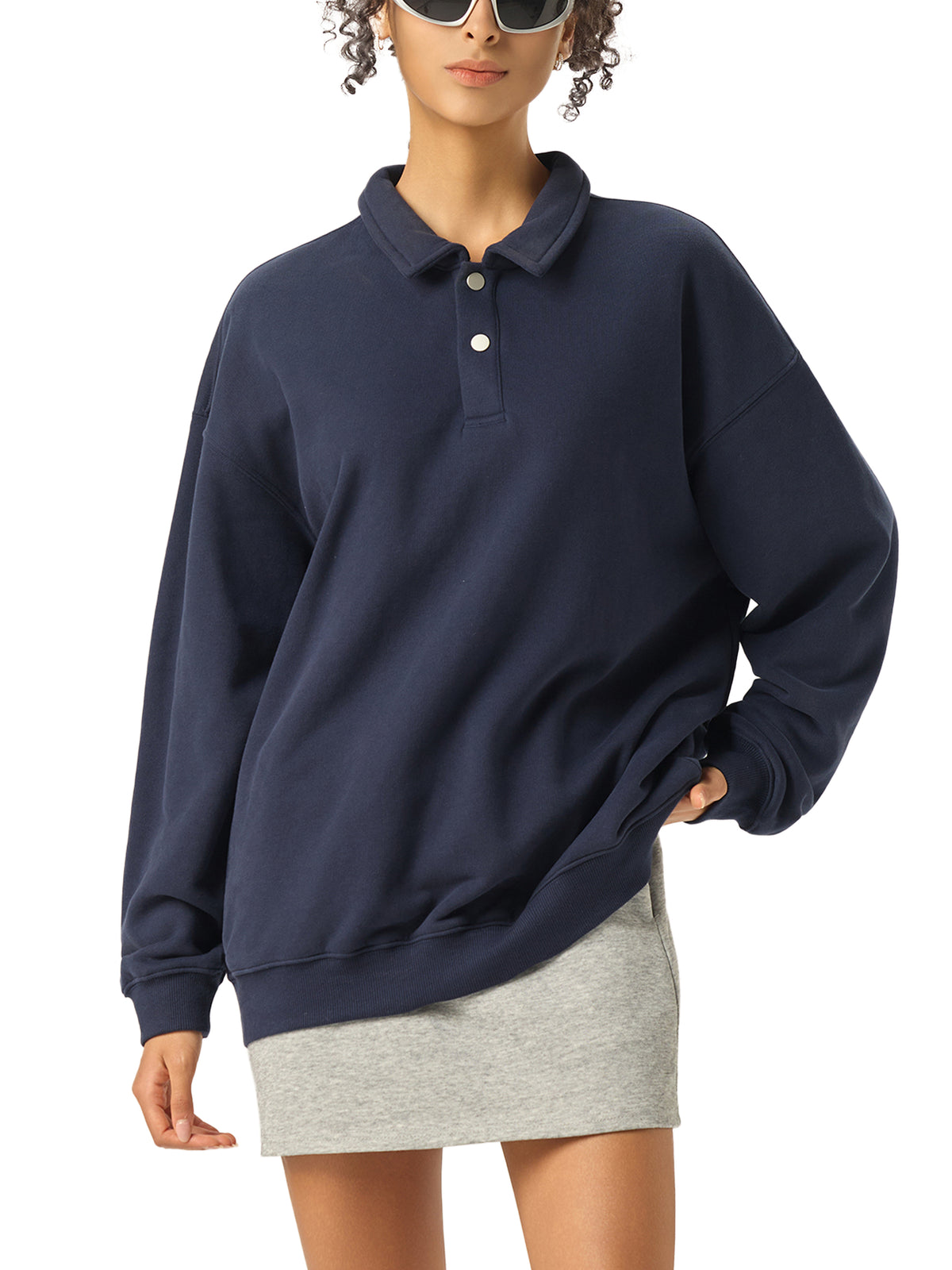 Torch Back/ Falcon Front Stained Glass Heavyweight Polo-Collar Sweatshirt