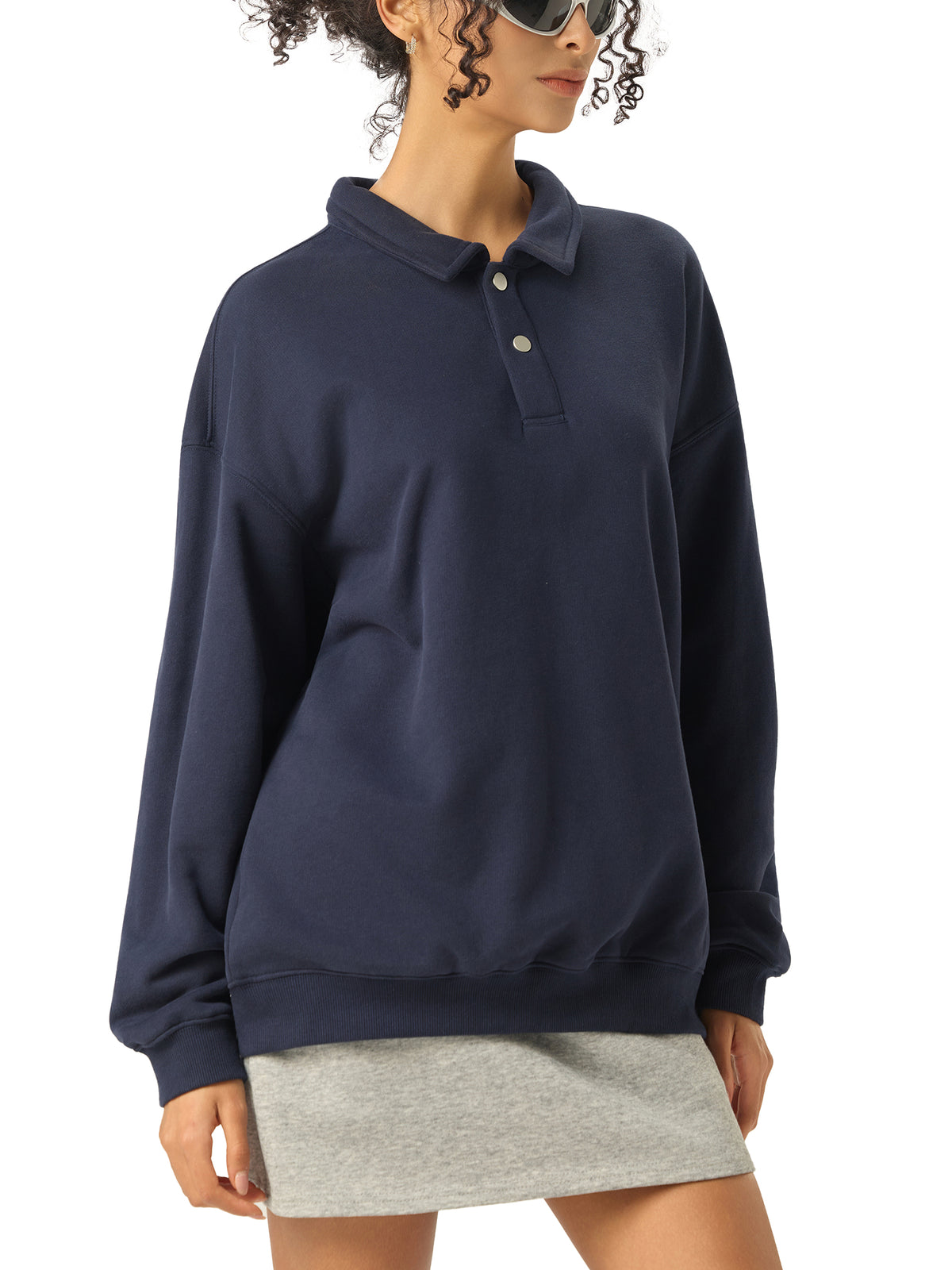 Torch Back/ Falcon Front Stained Glass Heavyweight Polo-Collar Sweatshirt