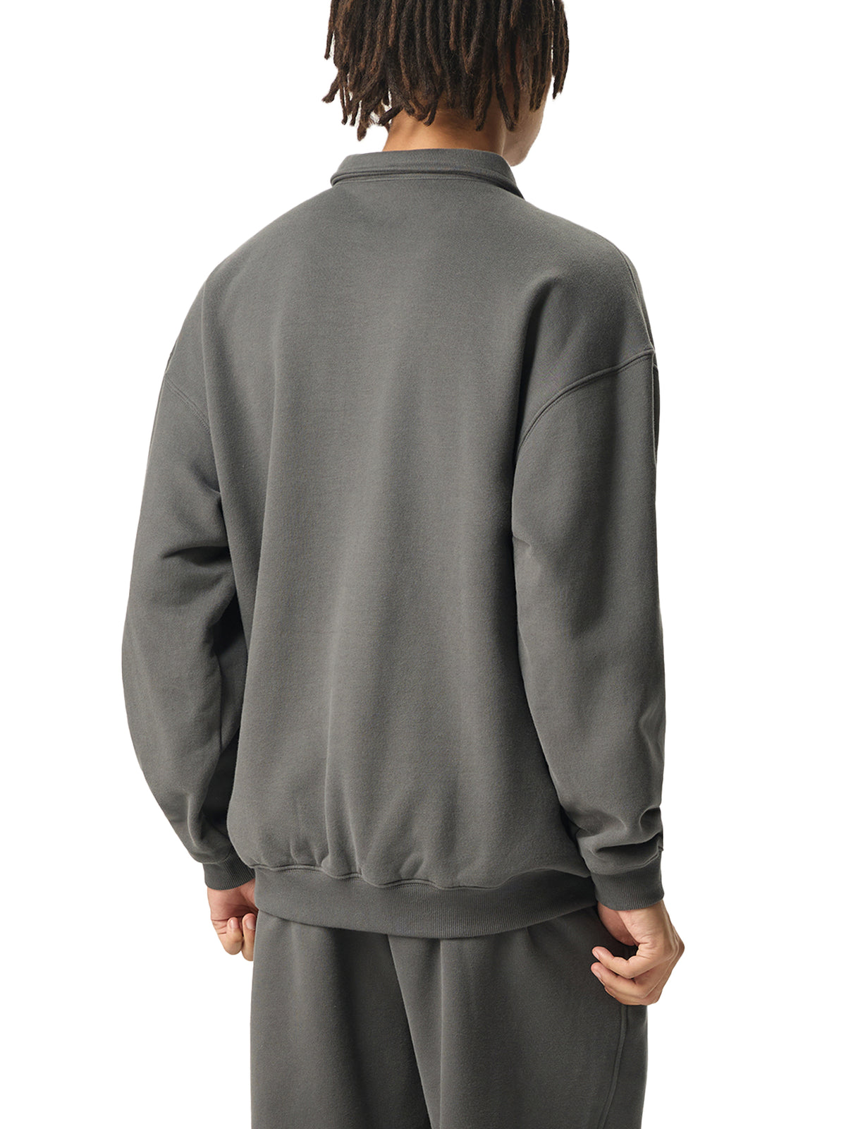 Torch Back/ Falcon Front Stained Glass Heavyweight Polo-Collar Sweatshirt