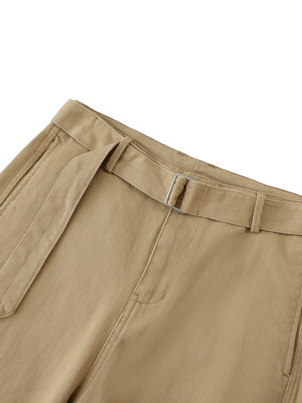 Bumbles Heart Wing Twisted-Seam Belted Curved-Blade Pants