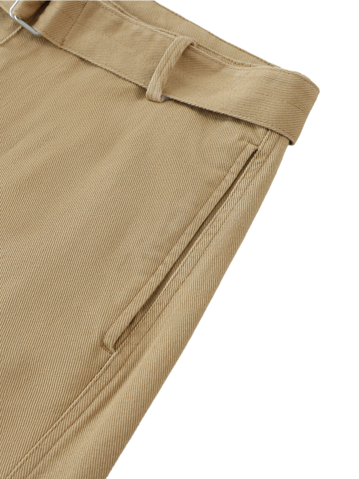 Bumbles Heart Wing Twisted-Seam Belted Curved-Blade Pants